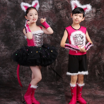 六一儿童爱跳舞的小怪兽舞蹈演出小猫咪动物表演服装幼儿园蓬蓬裙