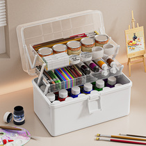 美术工具箱手提小学生儿童画画多层折叠储物箱家用透明塑料收纳盒