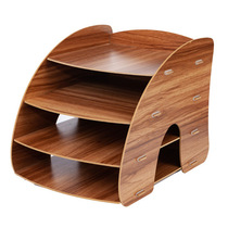 樱木办公用品弧形桌面A4收纳盒木质文件架木制文件框资料架置物架