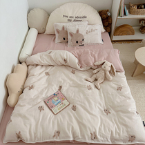 a类婴儿童纯棉纱布被套单件女孩幼儿园床单被罩床品三件套120 150