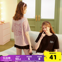 唐狮夏季短袖T恤女2024年新款印花半袖上衣设计感小众宽松体恤衫X