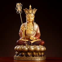 台湾纯铜太古彩地藏菩萨铜像家用供奉娑婆三圣地藏王菩萨佛像摆件