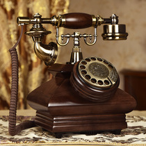 实木复古电话机老式旋转家用客厅座机欧式仿古电话无线插卡机
