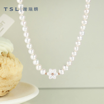 TSL谢瑞麟花语系列18K金钻石项链花瓣设计珍珠套链女士新品BD502