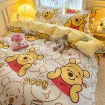 迪士尼维尼熊纯棉床上四件套100全棉儿童床品三件套被套床单床笠4