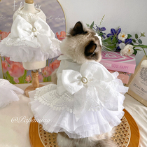 猫咪狗狗王妃婚纱宠物蕾丝女王裙可牵引婚纱结婚伴礼服布偶猫泰迪