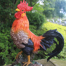 创意仿真大公鸡摆件树脂陶瓷母鸡雕塑生肖动物庭院家居装饰工艺品