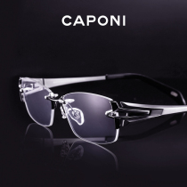 【官方正品】CAPONI商务纯钛大脸无框近视眼镜框架男抗蓝光带度数