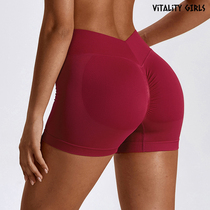 Vitality Girls瑜伽运动短裤蜜桃臀V腰防卷边跑步紧身弹力三分裤