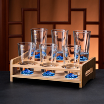 白酒杯套装二两轻奢蓝山水晶玻璃烈酒杯子家用高端刻度酒具分酒器