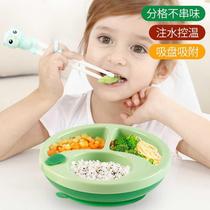 硅胶婴儿吃饭套装吸盘保温分格宝宝辅食餐具餐盘盘儿童卡通碗注水
