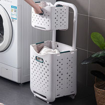 脏衣篮家用脏衣服收纳筐浴室洗衣篮子置物架多层脏衣篓白色提手|