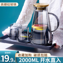 冷水壶凉水壶玻璃耐高温家用大容量水果茶壶凉白开水杯套装泡茶壶