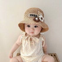 宝宝草帽夏天百搭防晒帽可爱小熊婴儿遮阳帽外出儿童渔夫帽太阳帽