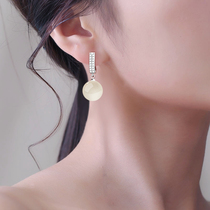 天然玛瑙耳环2024新款爆款纯银耳扣耳饰品高级感阳绿翡翠珠子耳钉
