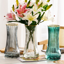 简约创意透明玻璃花瓶网红北欧风轻奢水培鲜花百合客厅装饰摆件