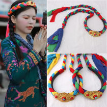 藏族头饰女藏式藏式首饰压发辫子西藏女士编假头发民族发箍仿金