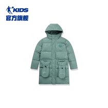 商场同款中国乔丹童装男童羽绒服中长款超厚外套儿童雪地服冲锋衣