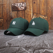 韩国代购MLB棒球帽硬顶小标墨绿色NY帽子女洋基队秋冬LA鸭舌帽男
