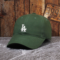 韩国MLB帽子墨绿色软顶小标LA棒球帽道奇队NY鸭舌帽可调节潮牌ins