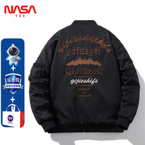 NASA联名秋冬季夹棉加厚棉衣潮牌棒球服飞行员夹克男女生潮流外套