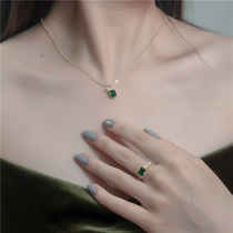 十里间【新箩令】祖母绿锆石珍珠项链气质显白可调节锁骨链戒指