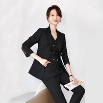黑色西服套装陈数同款2023女正装三件套时尚职场活动主持职业西装