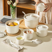 陶瓷炖盅杯子隔水炖罐带盖家用燕窝专用碗小汤盅蒸蛋煲汤瓦罐纯白