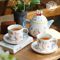 咖啡杯子精致可爱兔子高颜值下午茶具套装陶瓷马克杯点心盘勺子