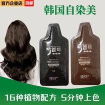 韩国自染美进口正品泡泡染发剂膏植物自己在家染发遮盖白不沾头皮