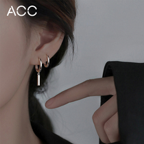 Acc银条耳环女2024新爆款耳圈999纯银轻奢小众素圈耳钉高级感耳饰