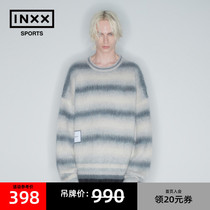 INXX SPORTS [明星同款] 银渐层条纹套头针织衫男女同款马海毛衣