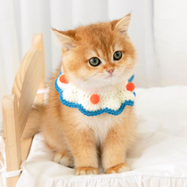 猫咪项圈针织可爱猫猫圣诞脖圈手工编织围脖装扮新年宠物装饰饰品