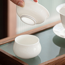 羊脂玉白瓷茶漏陶瓷家用纺纱布茶隔过滤器功夫茶具漏斗茶道配件