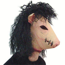 舞会表演道具万圣节用动物面具带发猪头头套猪面具动物