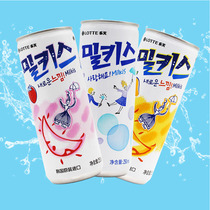 韩国LOTTE乐天妙之吻乳味碳酸饮料250ml罐装芒果草莓味苏打气泡水