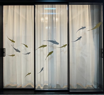 鱼图案厨房客厅玻璃门贴纸阳台推拉移门创意墙贴餐厅酒店防撞装饰
