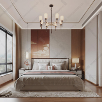 新中式实木床现代简约婚床主卧双人床家用别墅酒店样板房定制家具