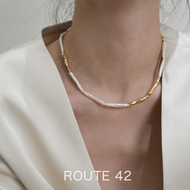 Route42天然淡水大巴洛克珍珠法式复古叠戴吊坠锁骨项颈链百搭