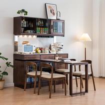 折叠餐桌餐边柜岩板一体客厅家用多功能餐桌旋转吧台伸缩餐桌边柜