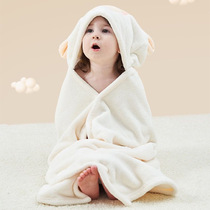 儿童浴巾带帽斗篷男童女童洗澡裹巾珊瑚宝宝披风纯棉柔软卡通浴袍