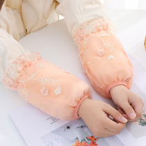 韩版双层绣花蕾丝护袖套头女学生防污款秋冬成人办公羽绒棉服袖筒
