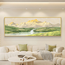 日照金山客厅装饰画北欧原木风沙发背景墙挂画聚宝盆新款山水壁画