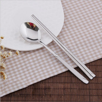 韩国304不锈钢儿童餐具套装创意亲子款勺子筷子两件套