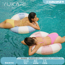 Yukari swim连体泳衣女带胸垫保守遮肚显瘦露背性感度假温泉泳装