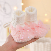 新款冬季加绒0-1岁保暖女宝宝6-8-9个月宝宝步前棉鞋新生儿袜鞋软