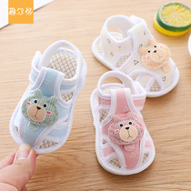 夏季0-1岁婴幼儿凉鞋新生防滑软底不掉3-6个月男女宝宝学步鞋透气