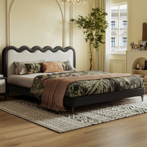 洛西亚奶油风小户型波浪床1.8米双人床主卧大床真皮床法式轻奢床