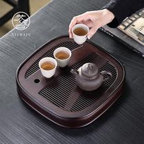 家用竹制茶盘圆形茶台新款简易小型茶托盘沥水干泡台功夫茶具茶海