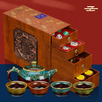 普洱茶冰岛龙珠熟茶高档礼盒装送礼多款茶叶组合礼品茶包装送茶具